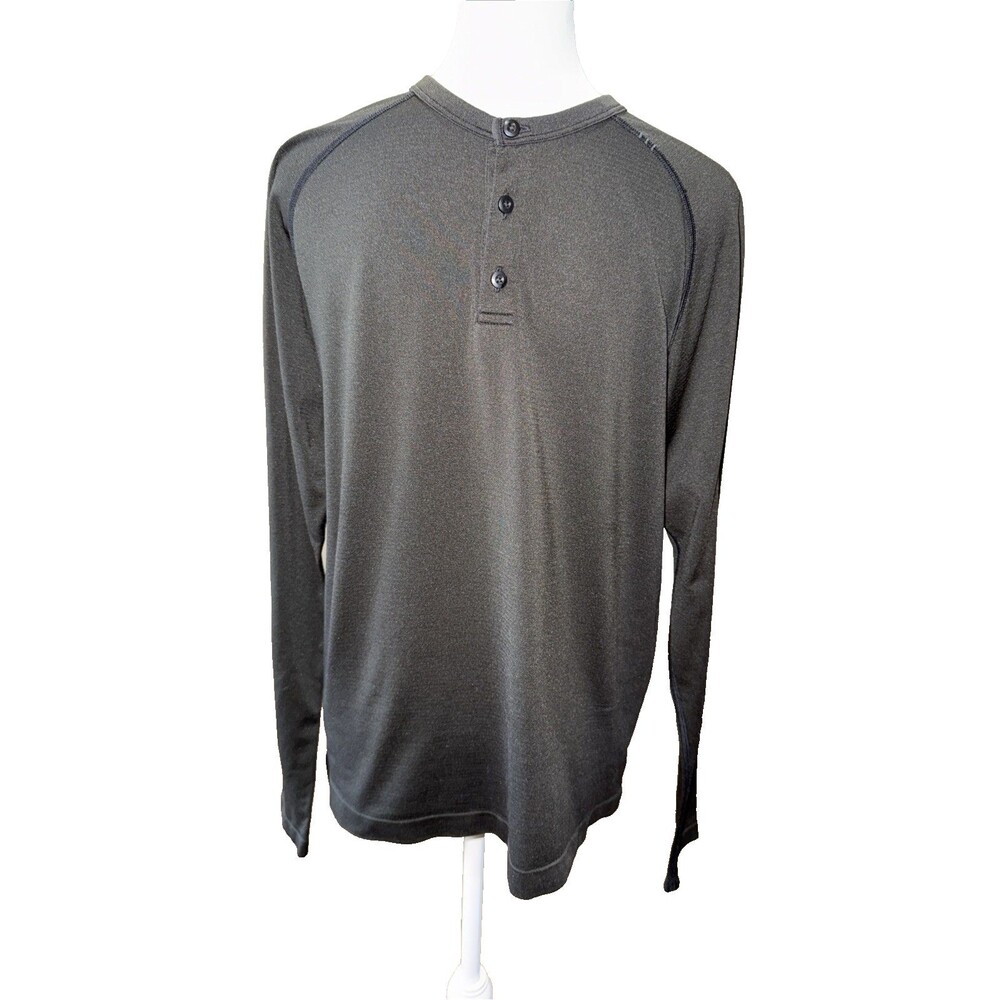 Lululemon Men’s Long Sleeve Henley Performance Shirt Black Athletic Stretch Sz M